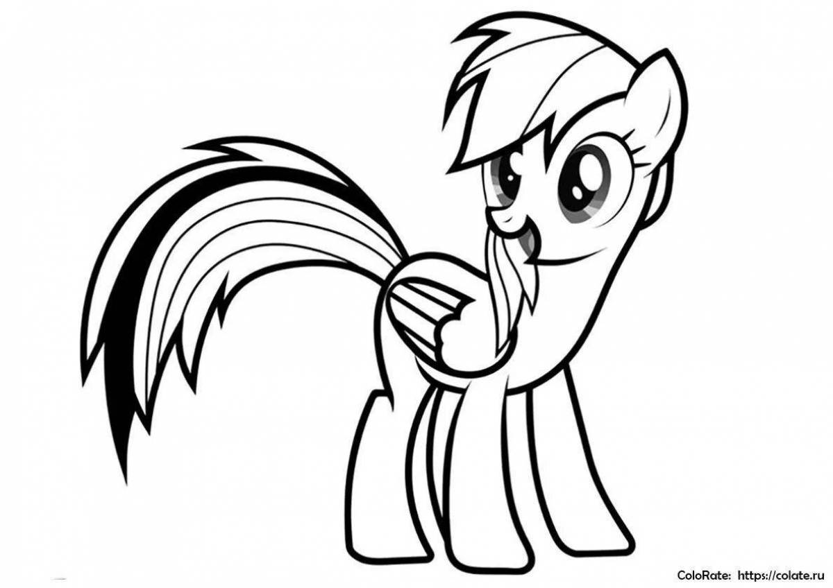 Раскраска Раскраска экзотическая радужная пони