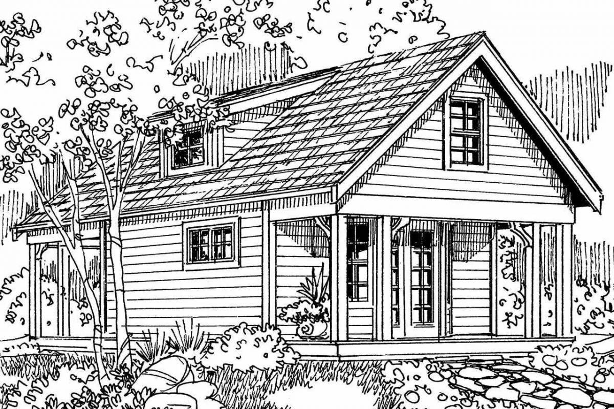 Coloring page picturesque country house