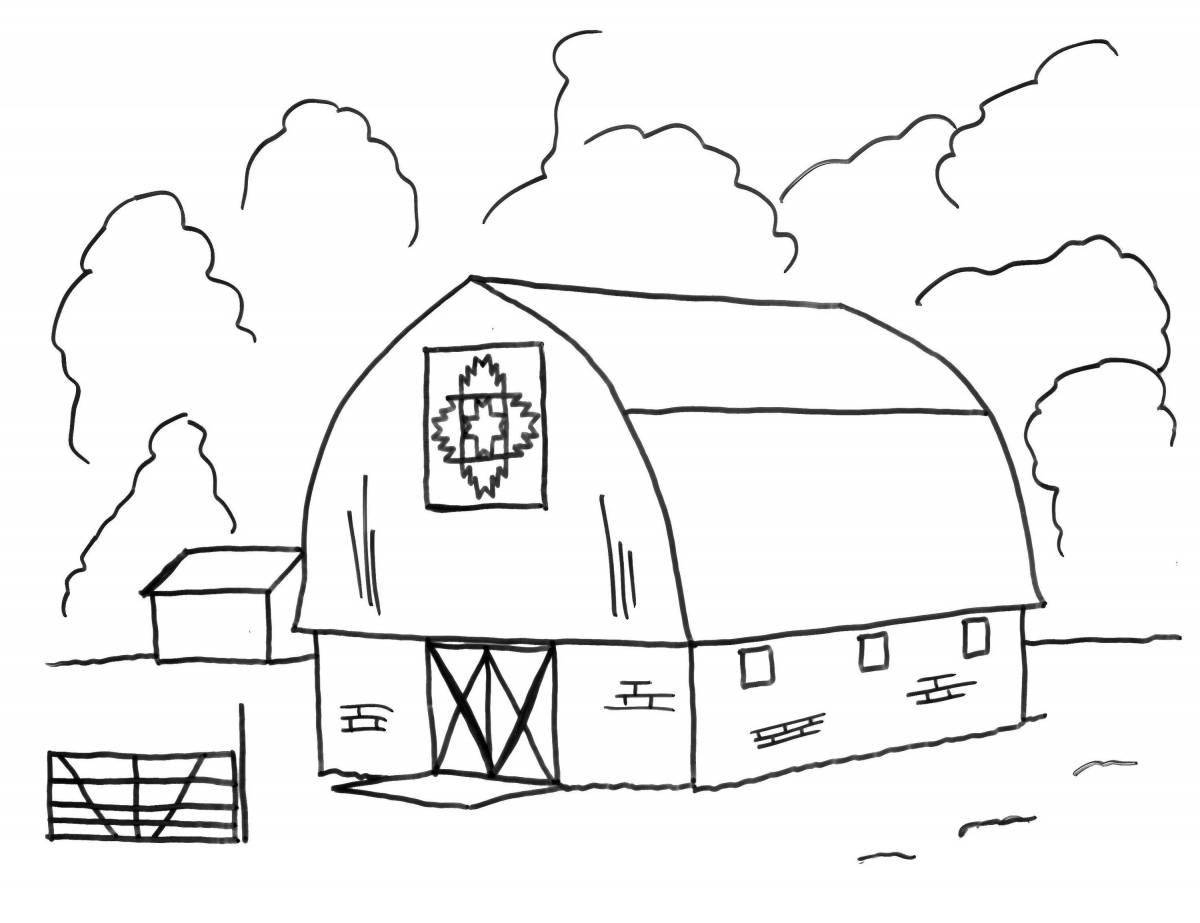 Coloring page cheerful country house