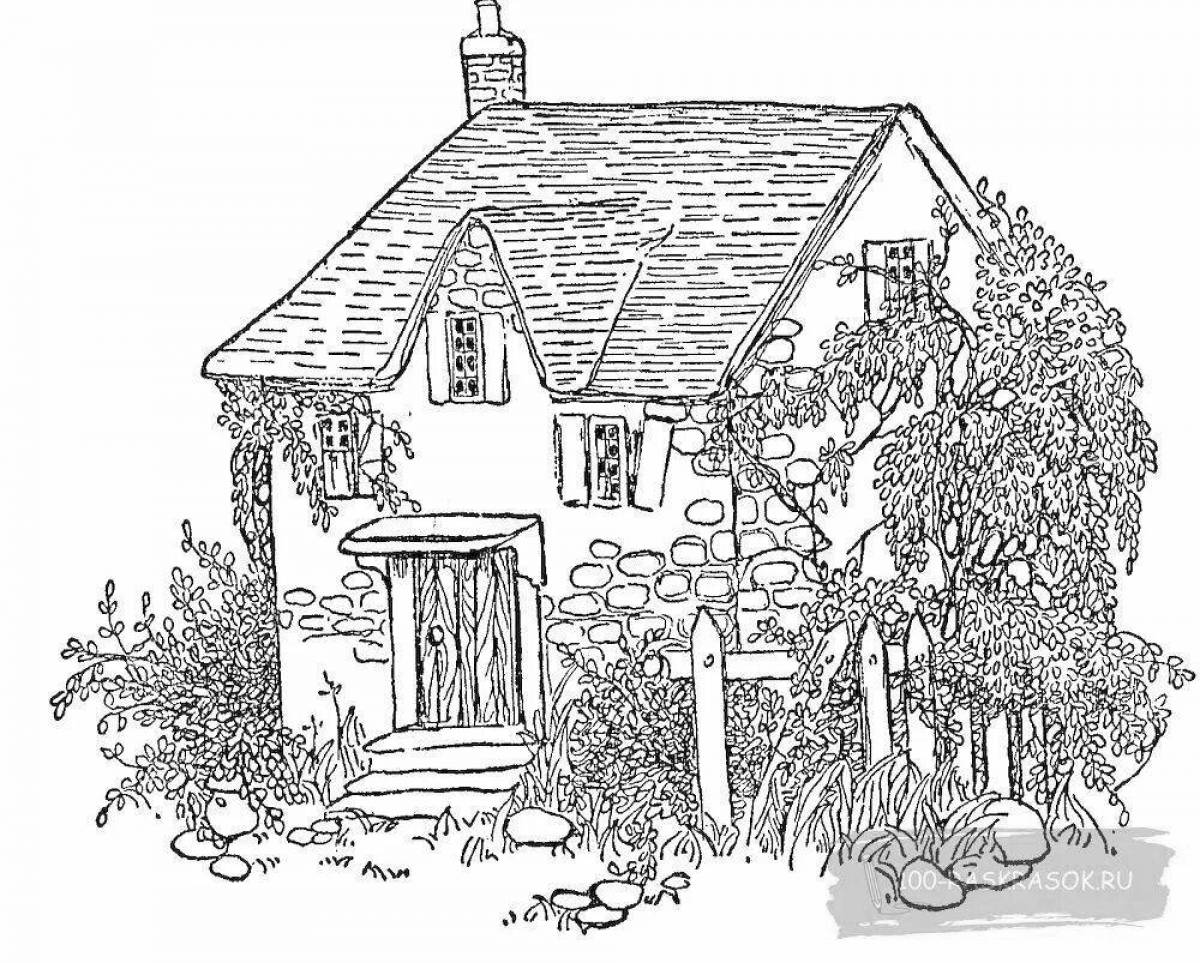 Coloring page playful country house