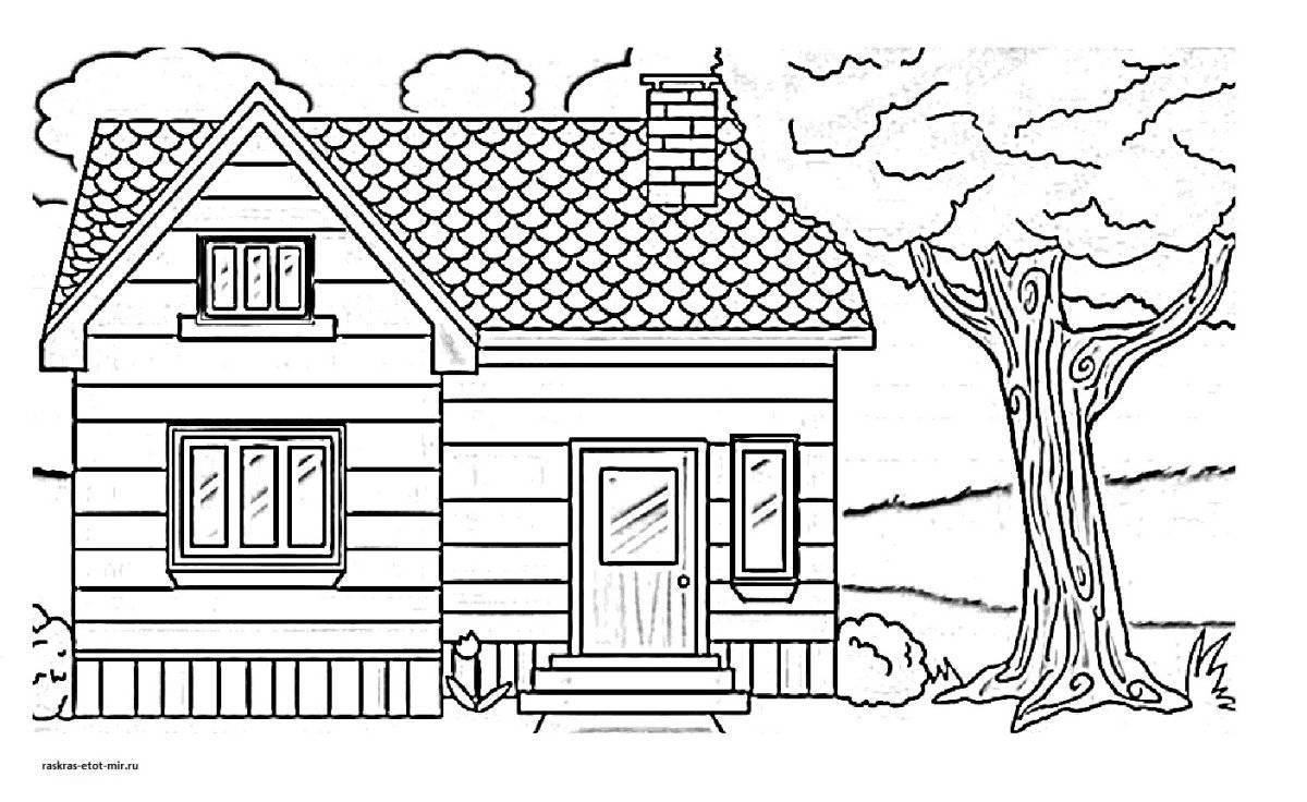 Coloring page glowing country house