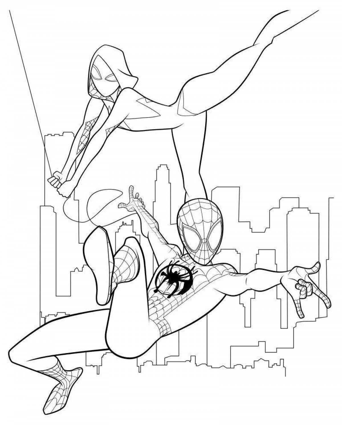 Colorful gwen spider coloring page