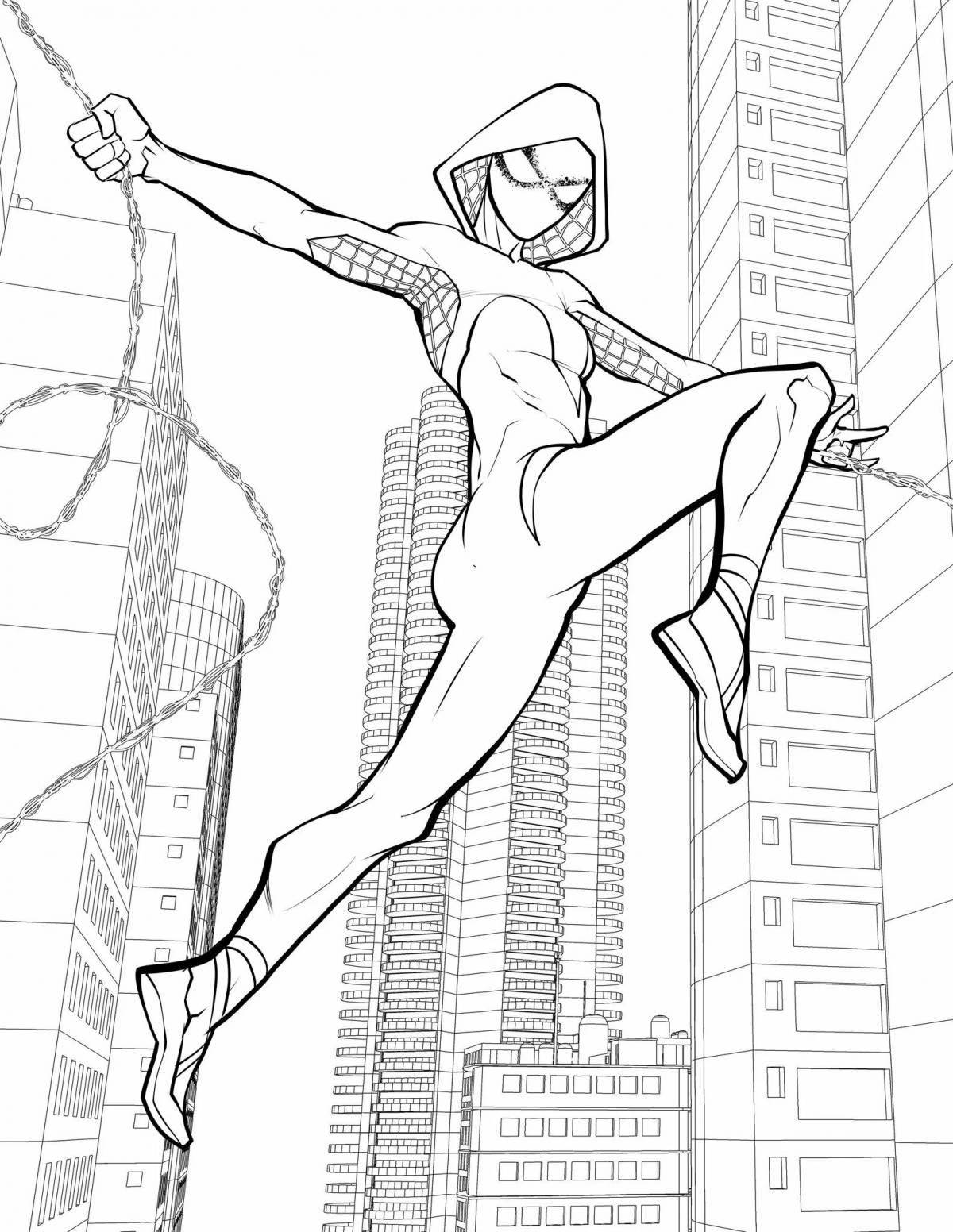 Spider gwen's bright coloring page