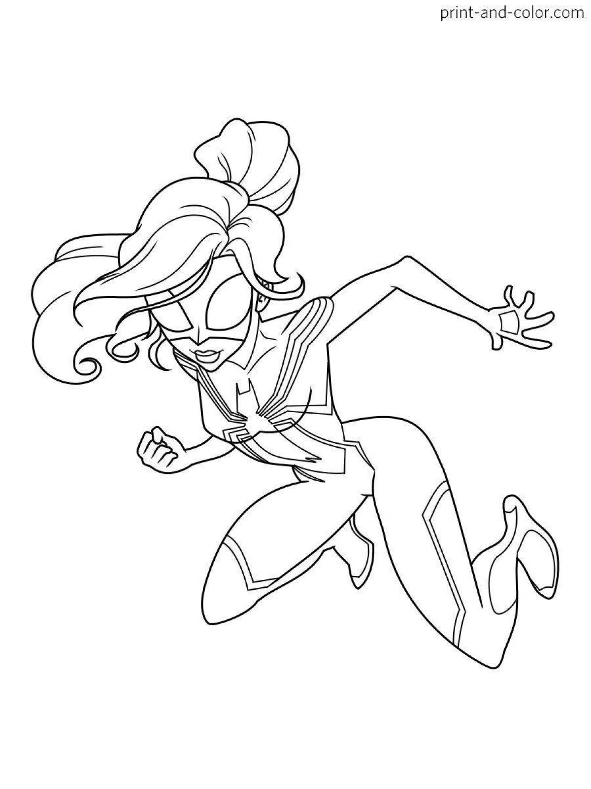 Cute gwen spider coloring page