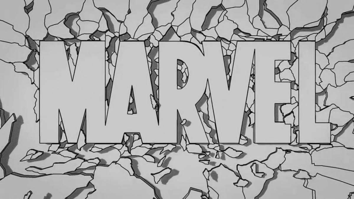 Светящаяся страница раскраски marvel logo