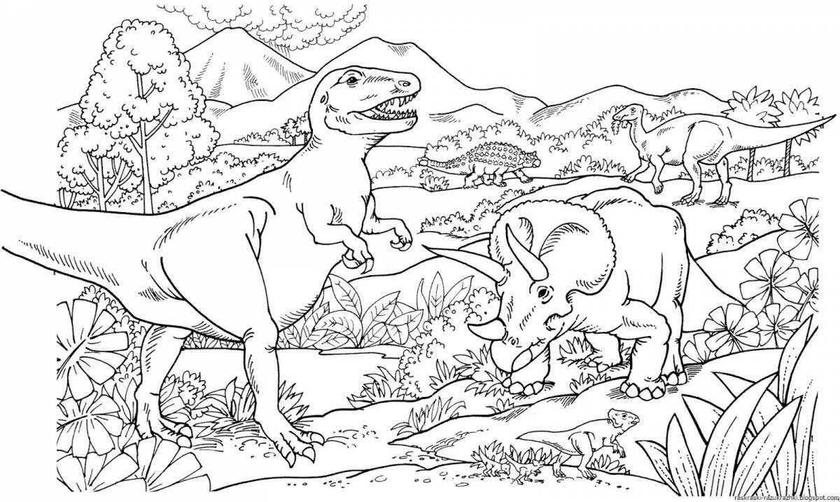 Очаровательная машинка-динозавр раскраска