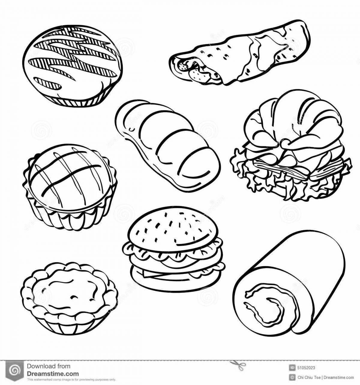 Delicious baked goods coloring book