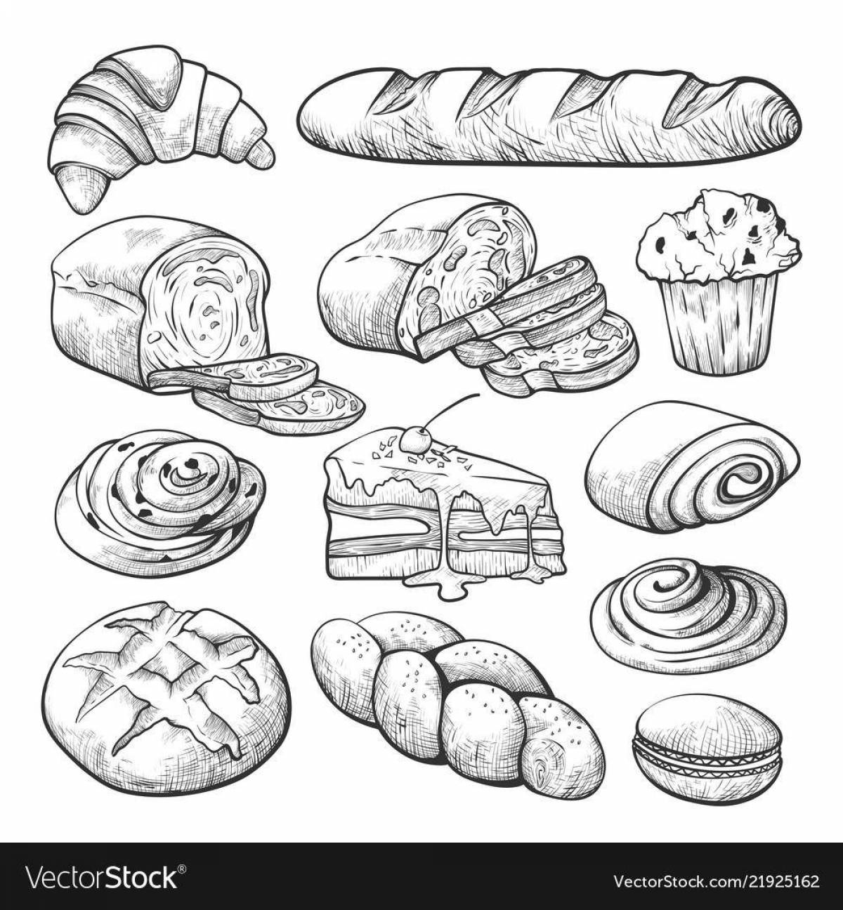 Nutritious baked goods coloring page