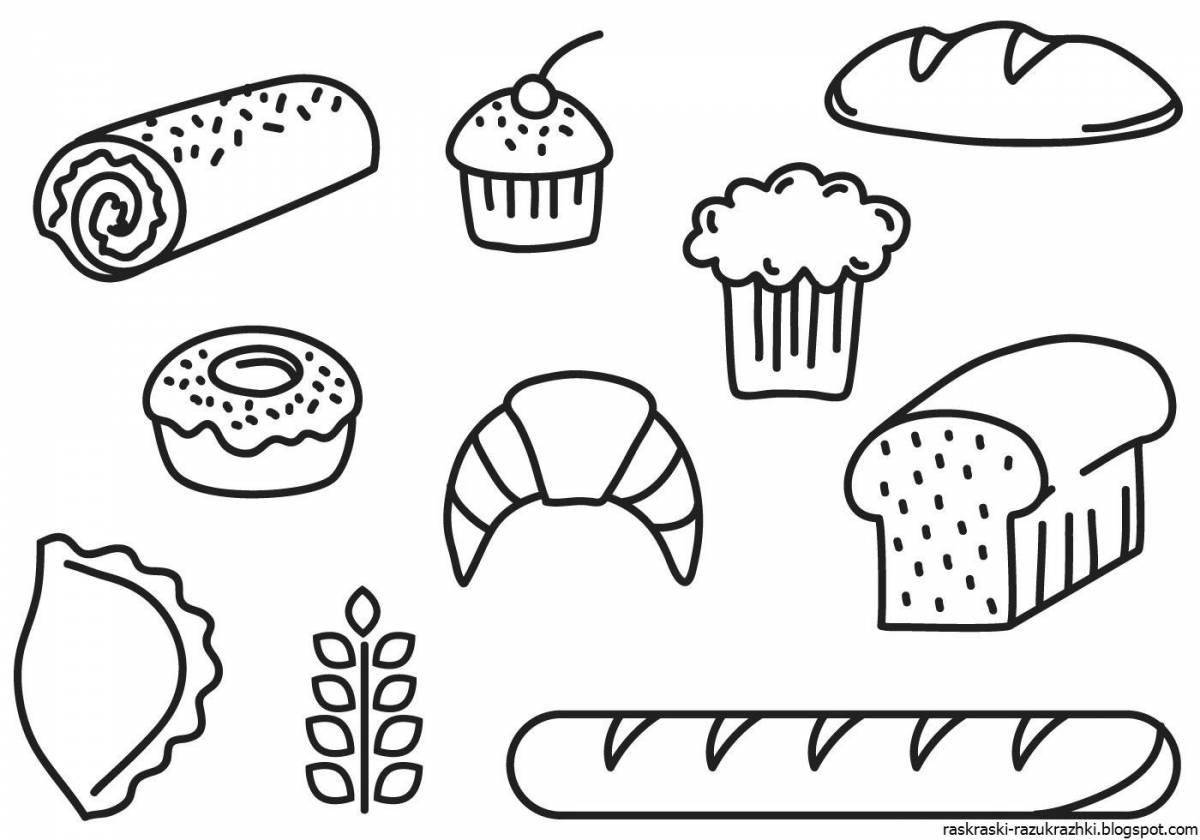 Coloring page healthy bakery products