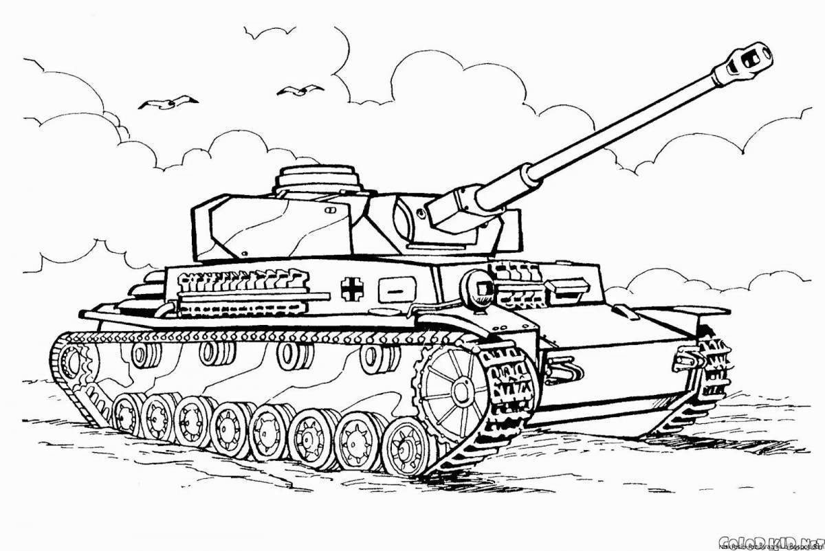 Яркая детская раскраска танк