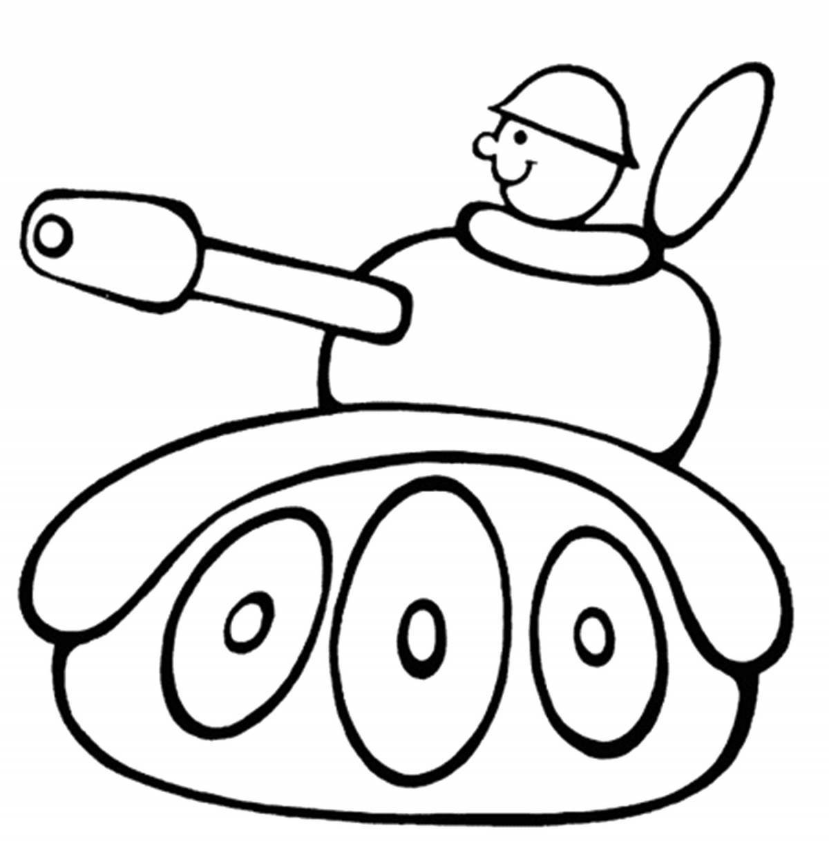 Игривая детская раскраска танк