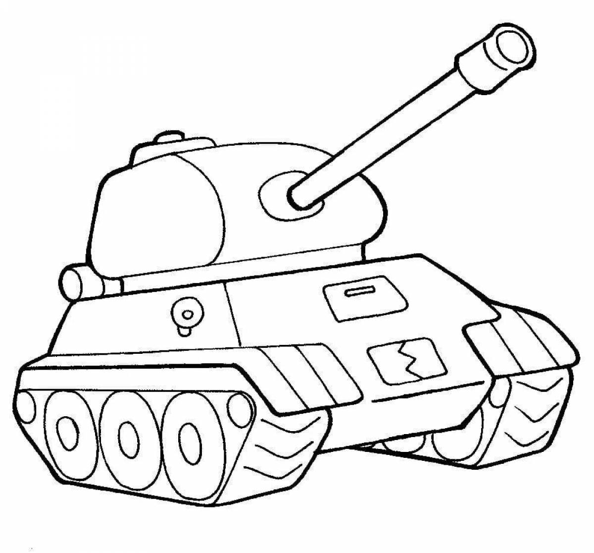 Entertaining children's coloring of tanks