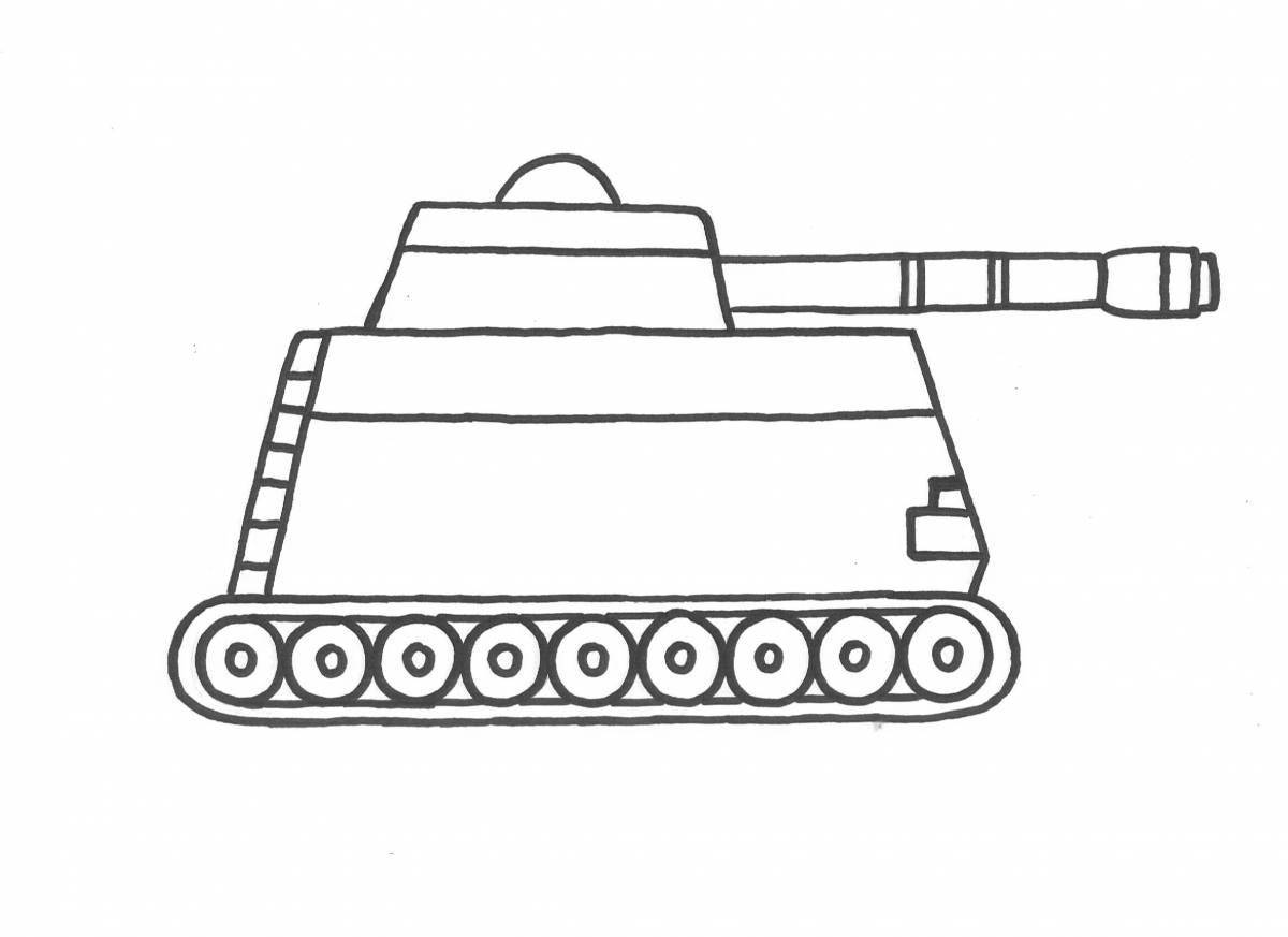 Забавный детский танк-раскраска