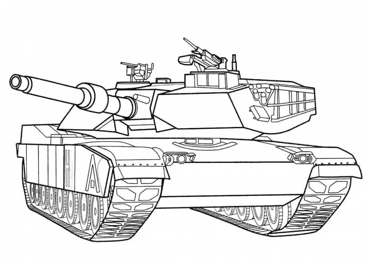 Юмористическая детская раскраска танк