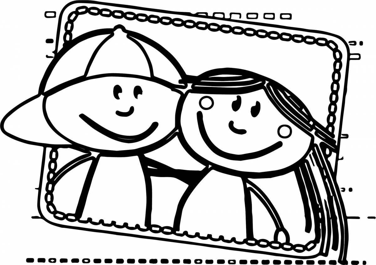 Coloring page joyful friends - lively