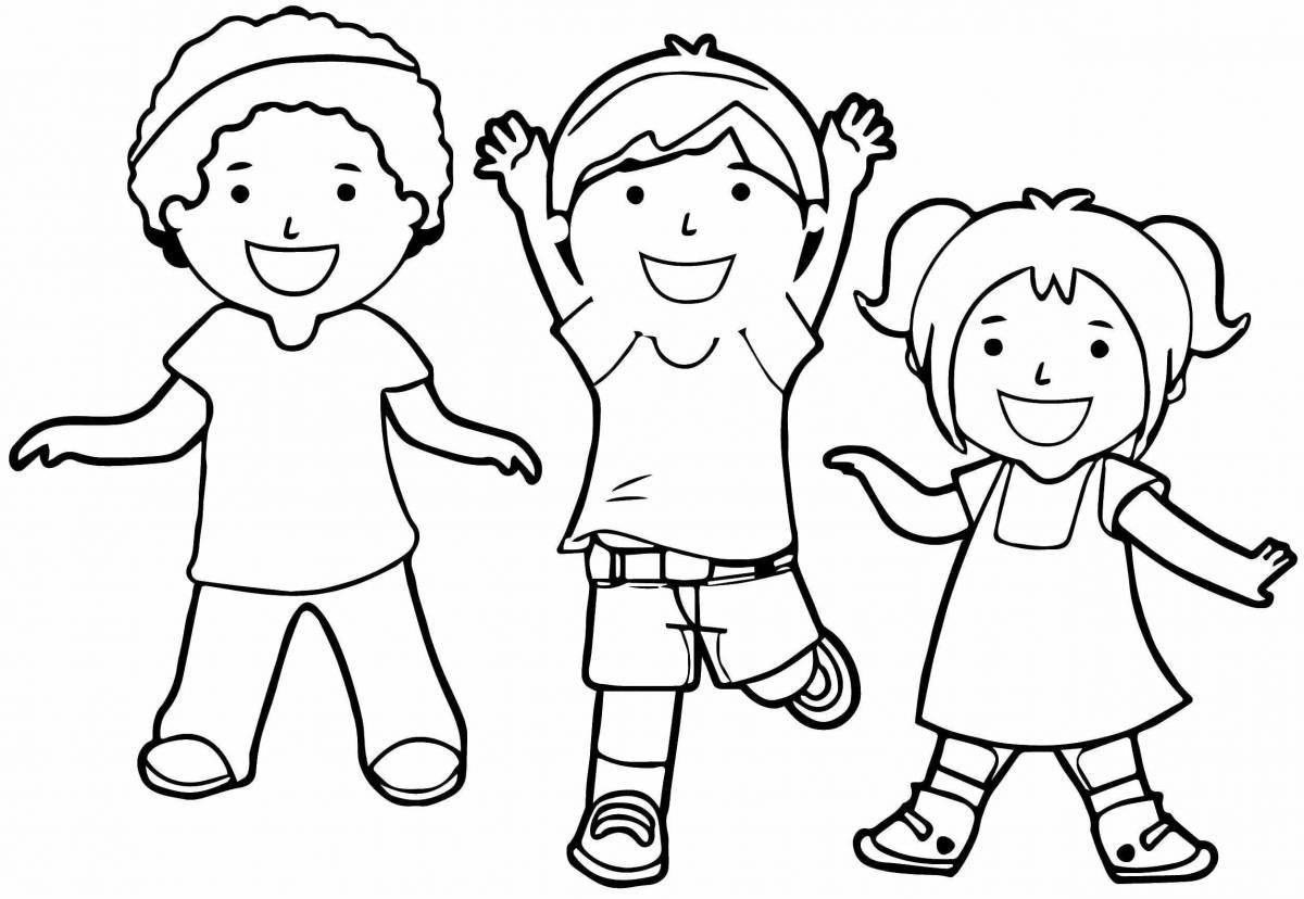 Coloring page joyful friends - bright-eyed