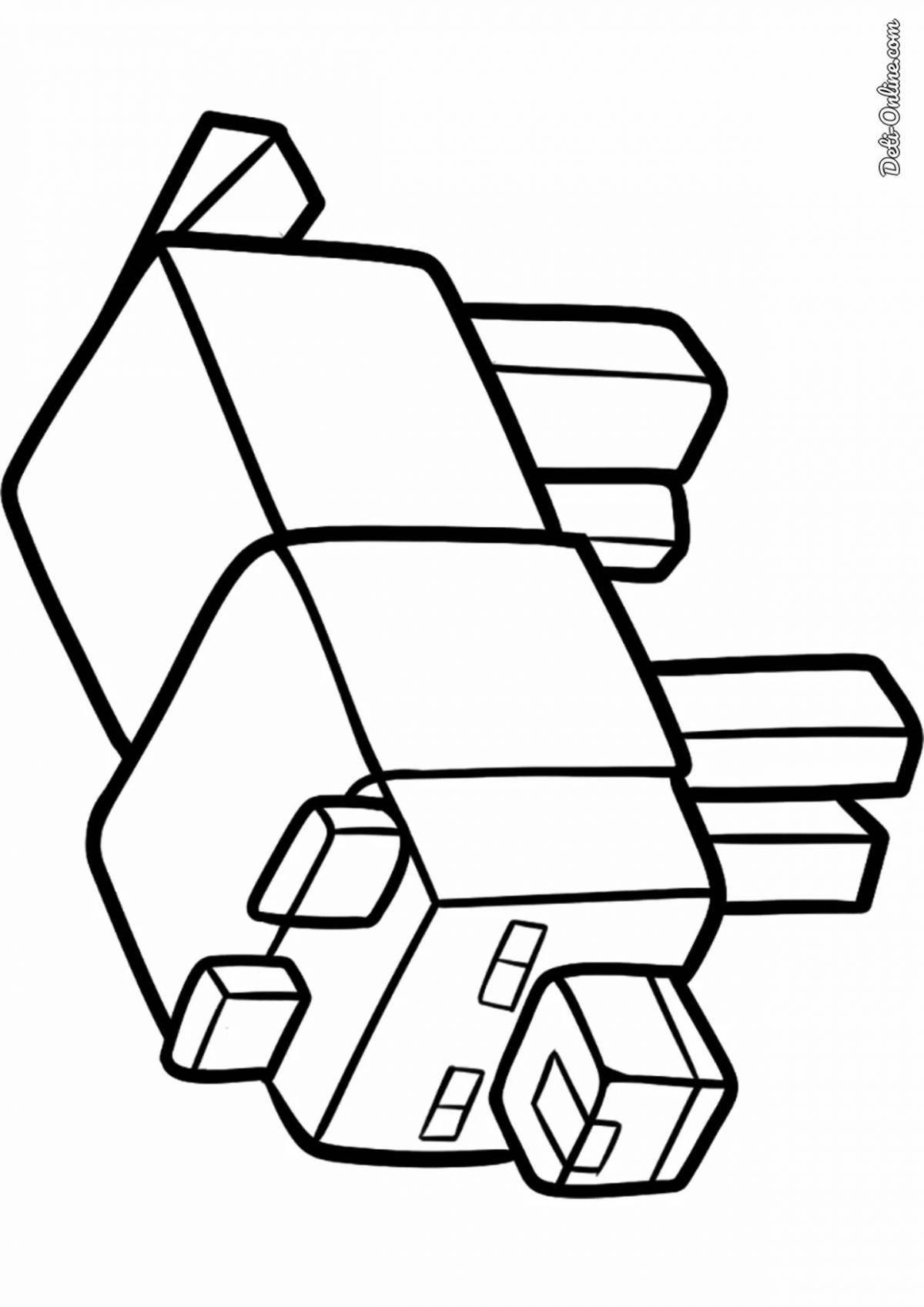 Playful minecraft doggy coloring page