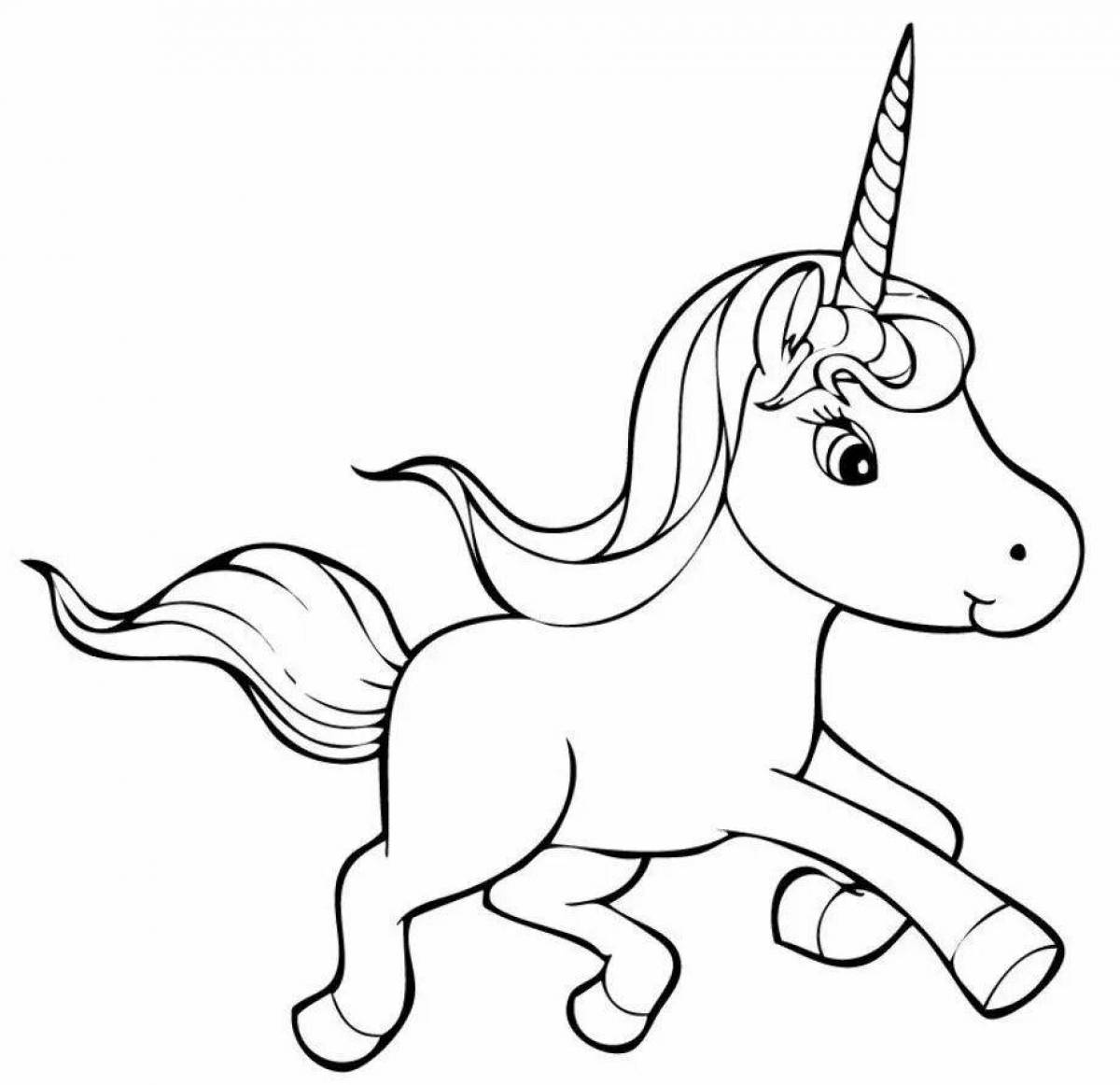 A fascinating coloring drawing of a unicorn