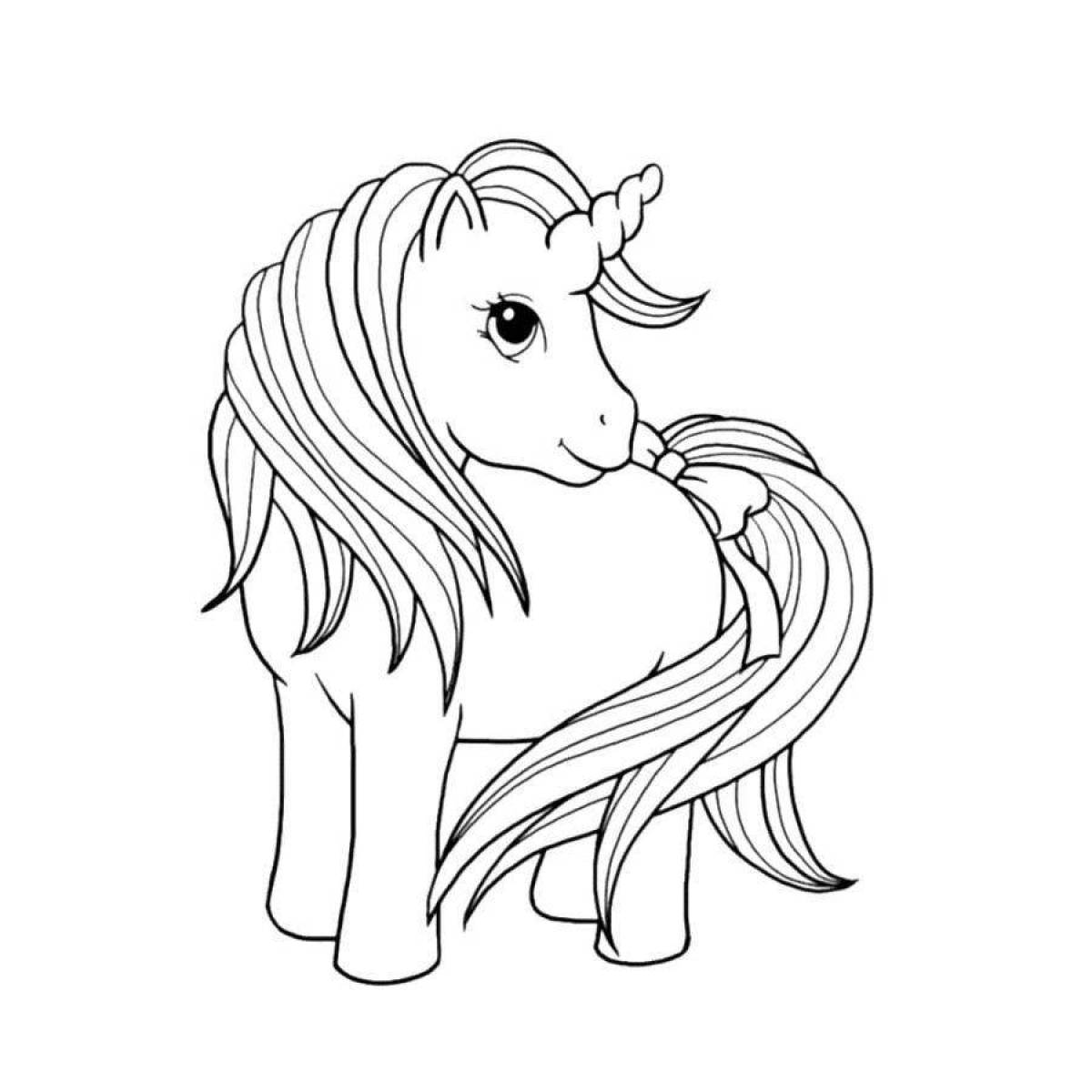 Elegant coloring drawing of a unicorn