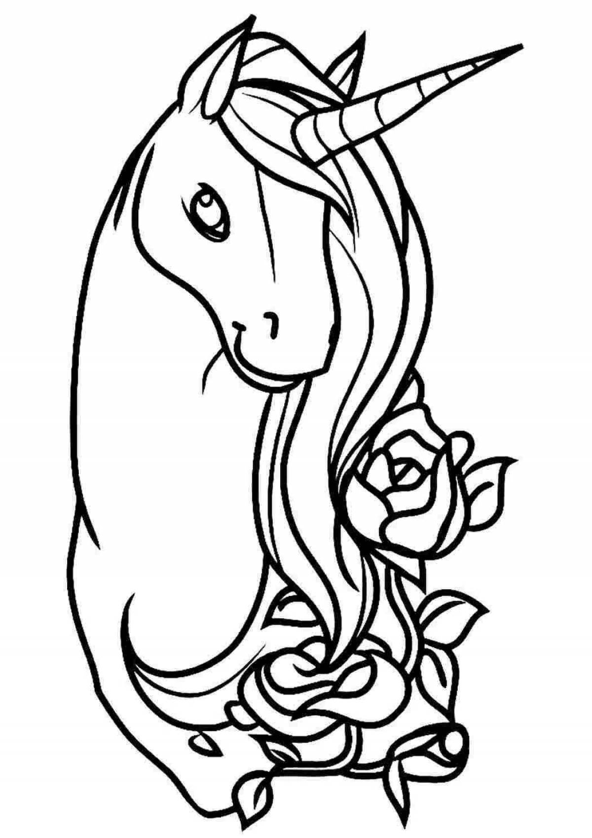 Fantastic coloring unicorn drawing