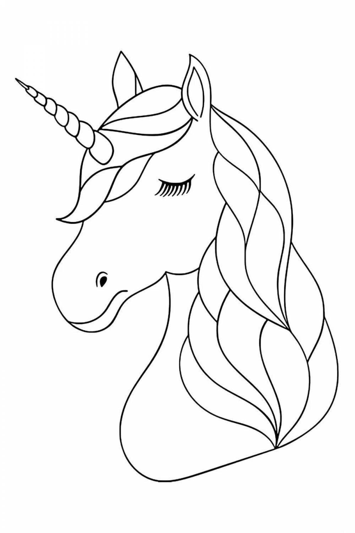 Mystical coloring unicorn drawing