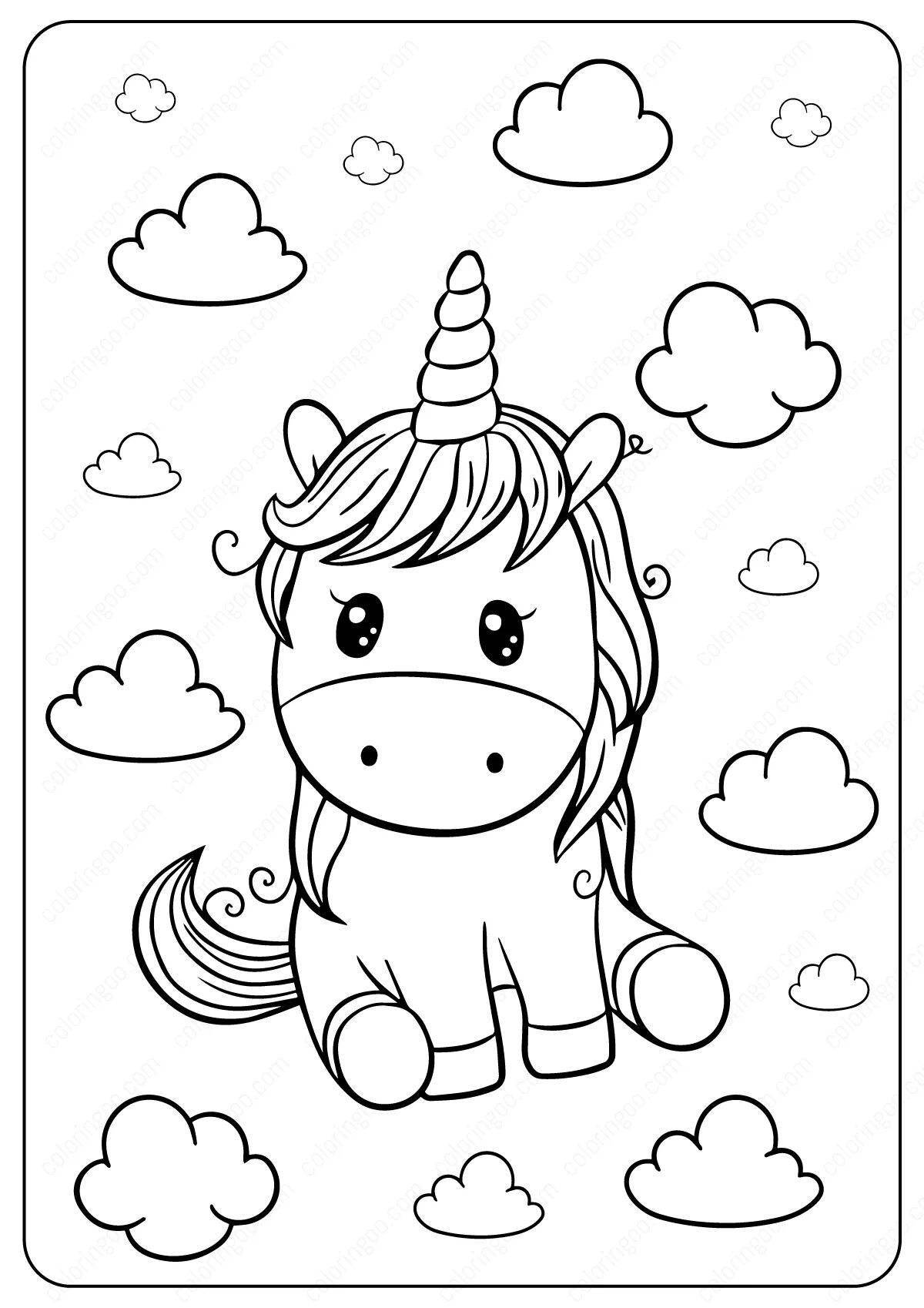 Painting coloring drawing of a unicorn