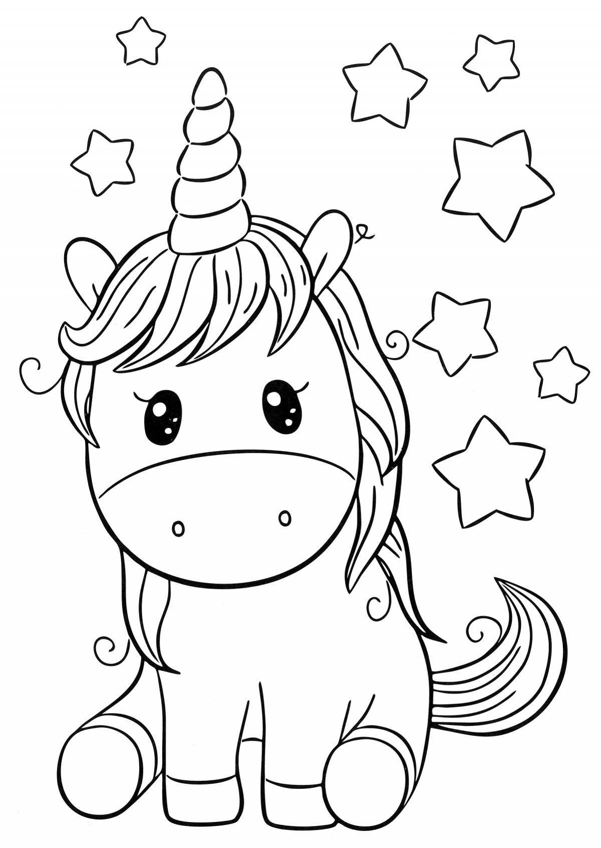 Excellent coloring drawing of a unicorn