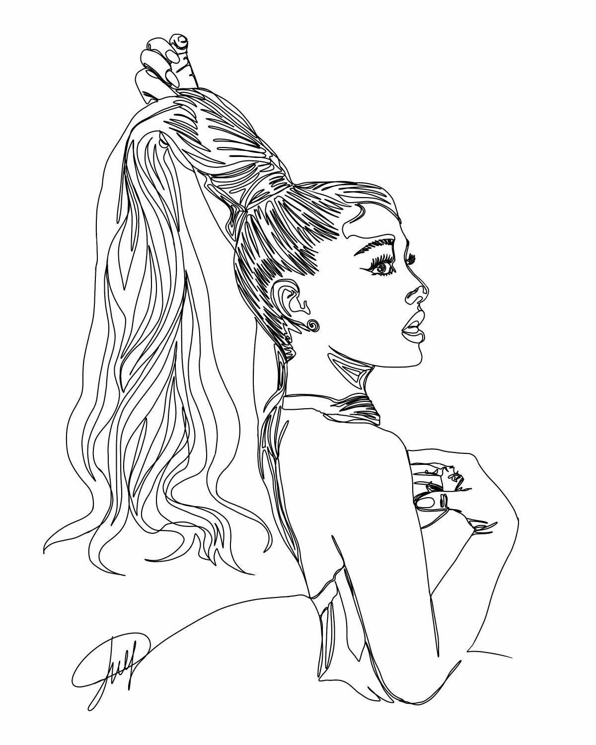 Colorful ariana grande coloring page
