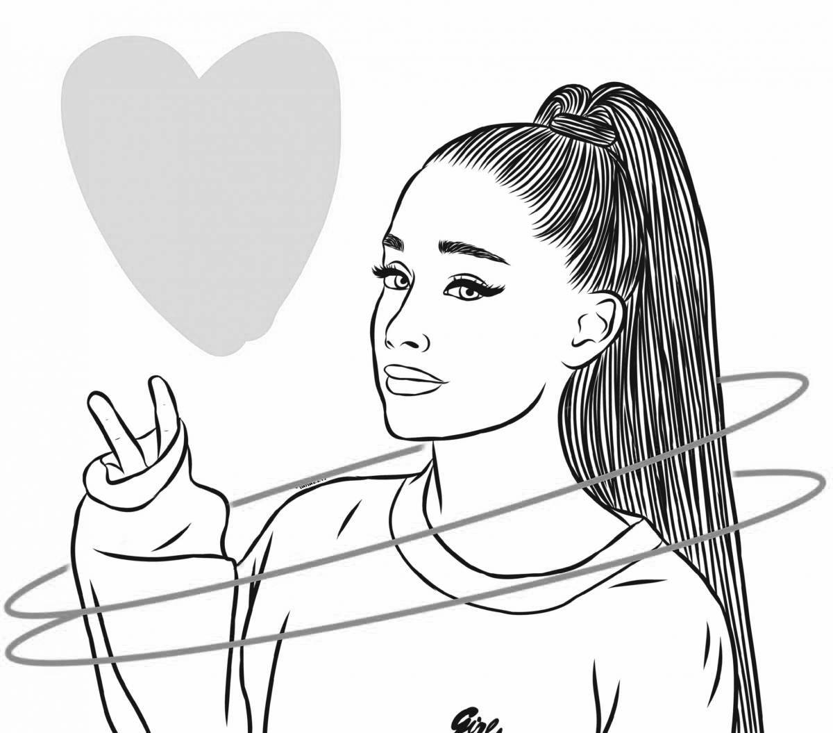 Ariana grande shiny coloring page