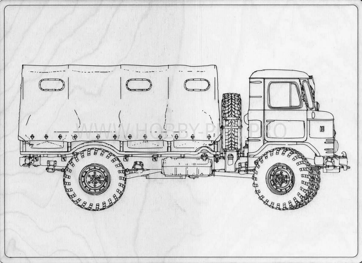 Газ 66 рисунок карандашом