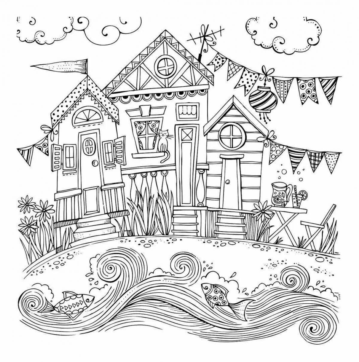 Плакат раскраска сказочный домик