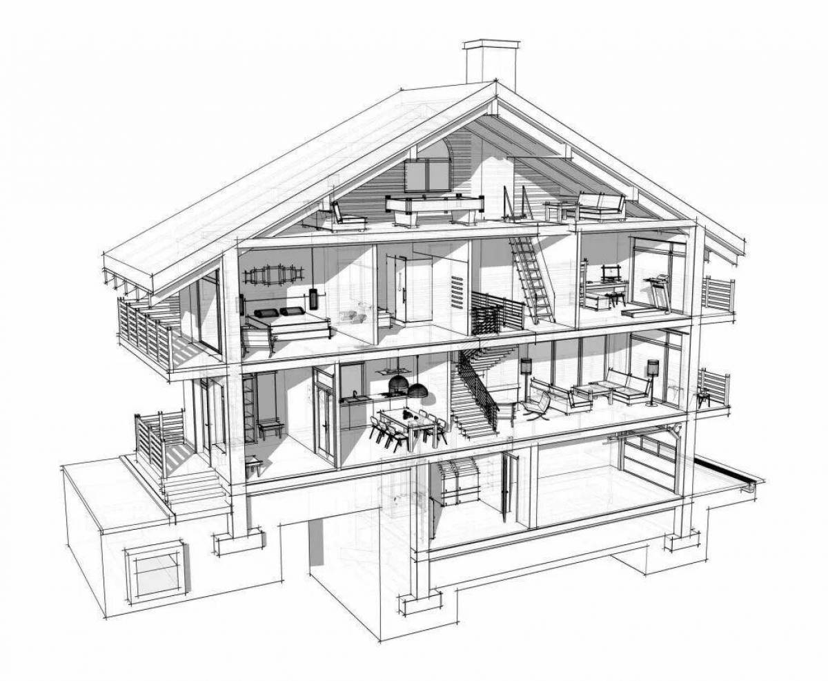 Рисунок двухэтажный дом с комнатами. Дом в разрезе. Дом в разрезе с комнатами. Нарисовать дом в разрезе. Интерьер дома в разрезе.