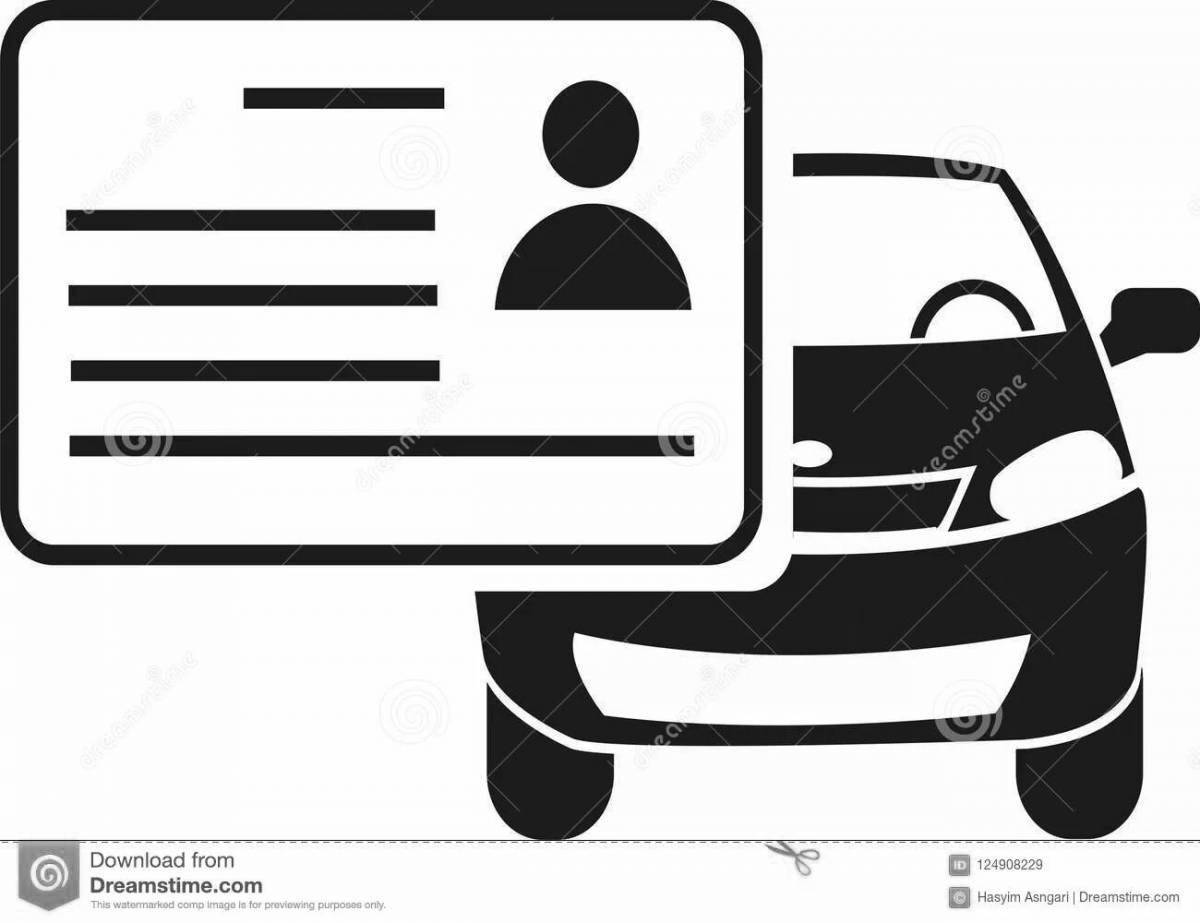 Entertaining driving license coloring page