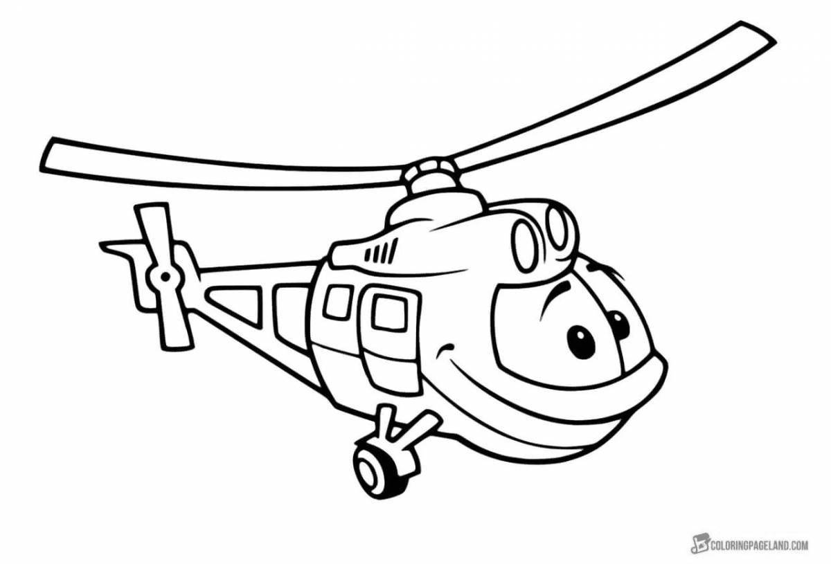 Coloring bright fire helicopter