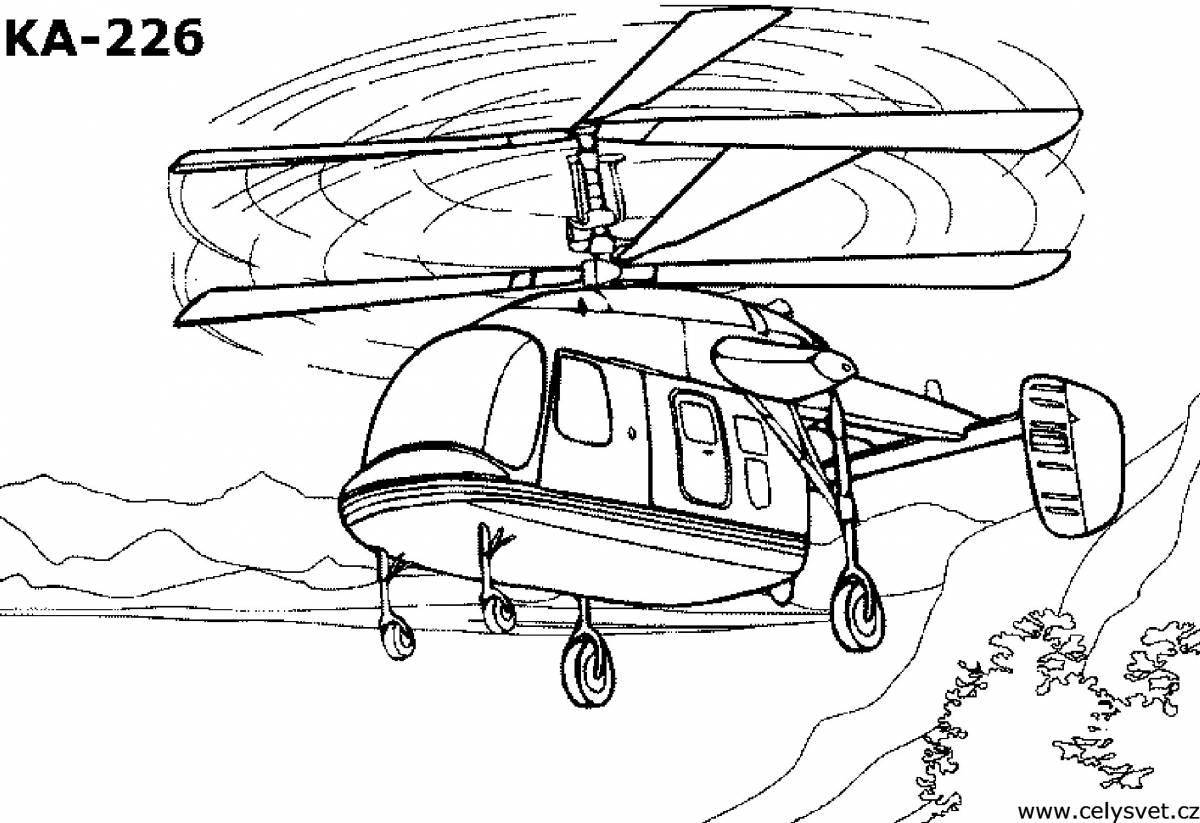 Coloring page dazzling fire helicopter