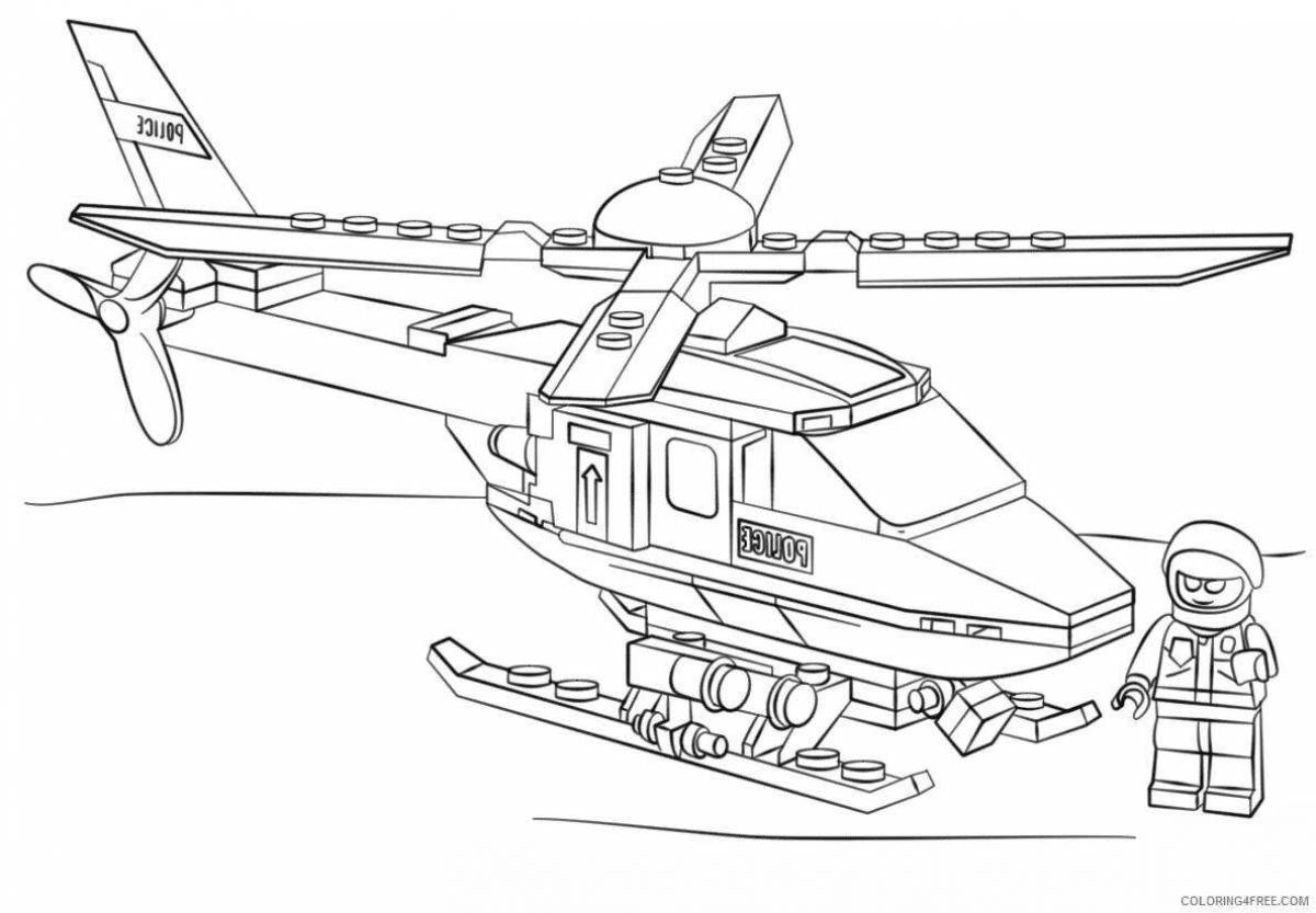 Elegant fire helicopter coloring page