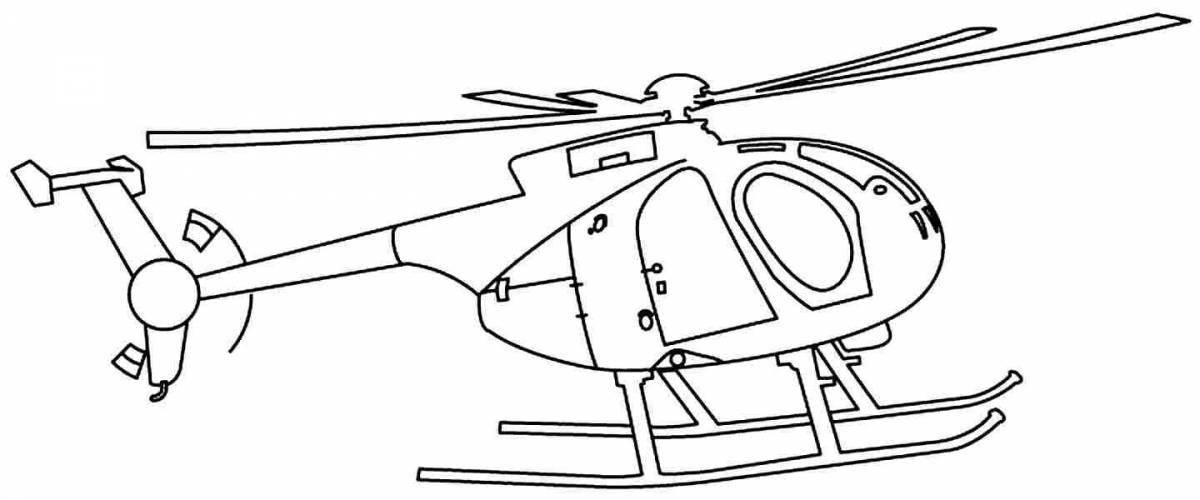 Adorable fire helicopter coloring page