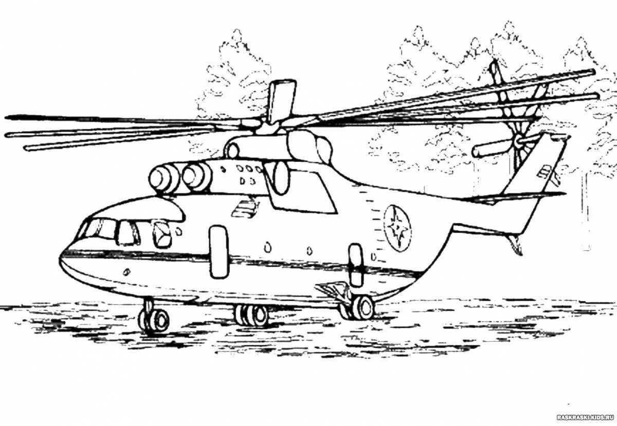 Coloring book beckoning fire helicopter