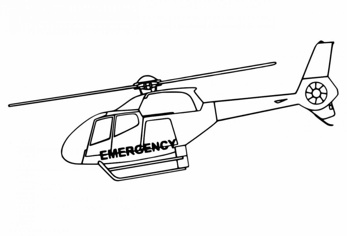 Coloring page spectacular fire helicopter