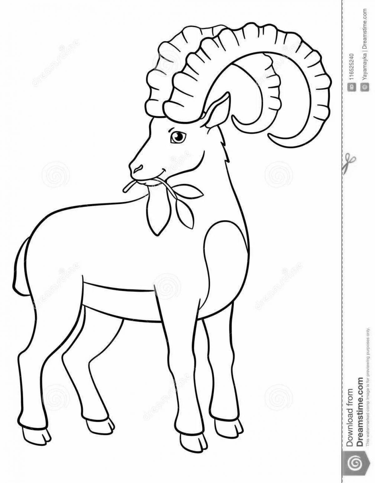 Colorful mountain goat coloring page