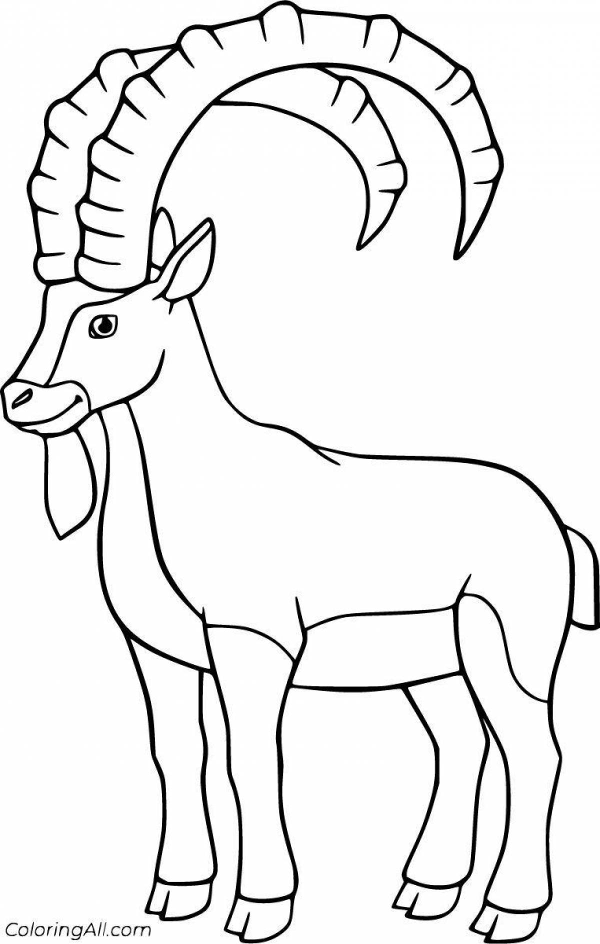 Rampant mountain goat coloring page