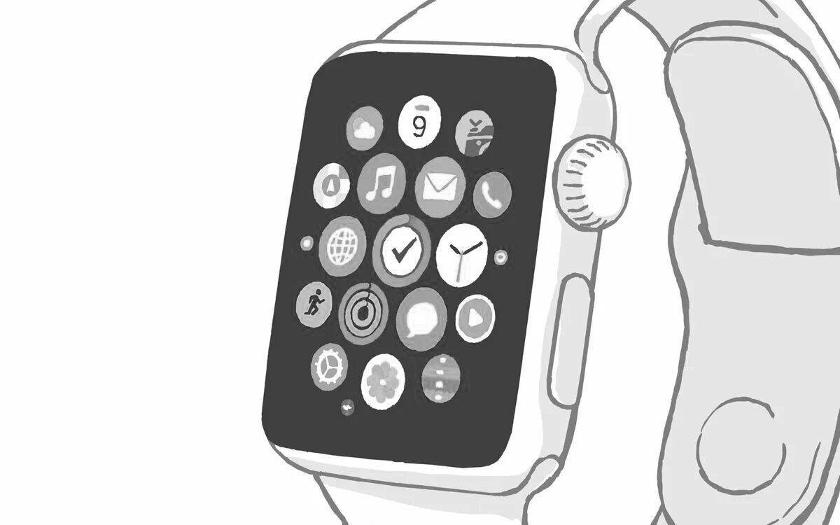 Creative smart watch coloring page