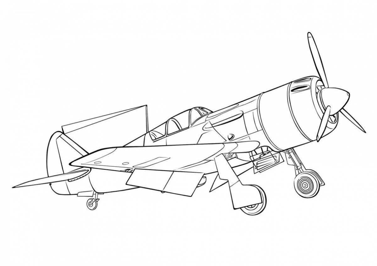 Colorful wow plane coloring page