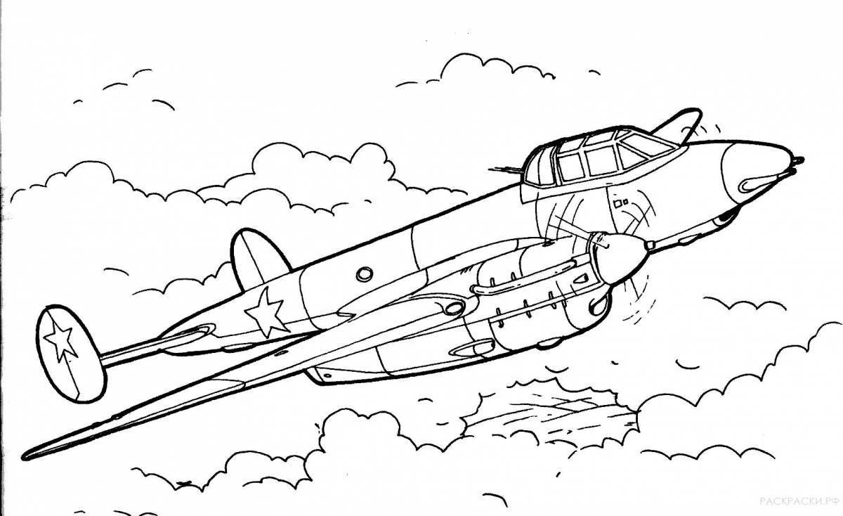 Bold wow plane coloring page