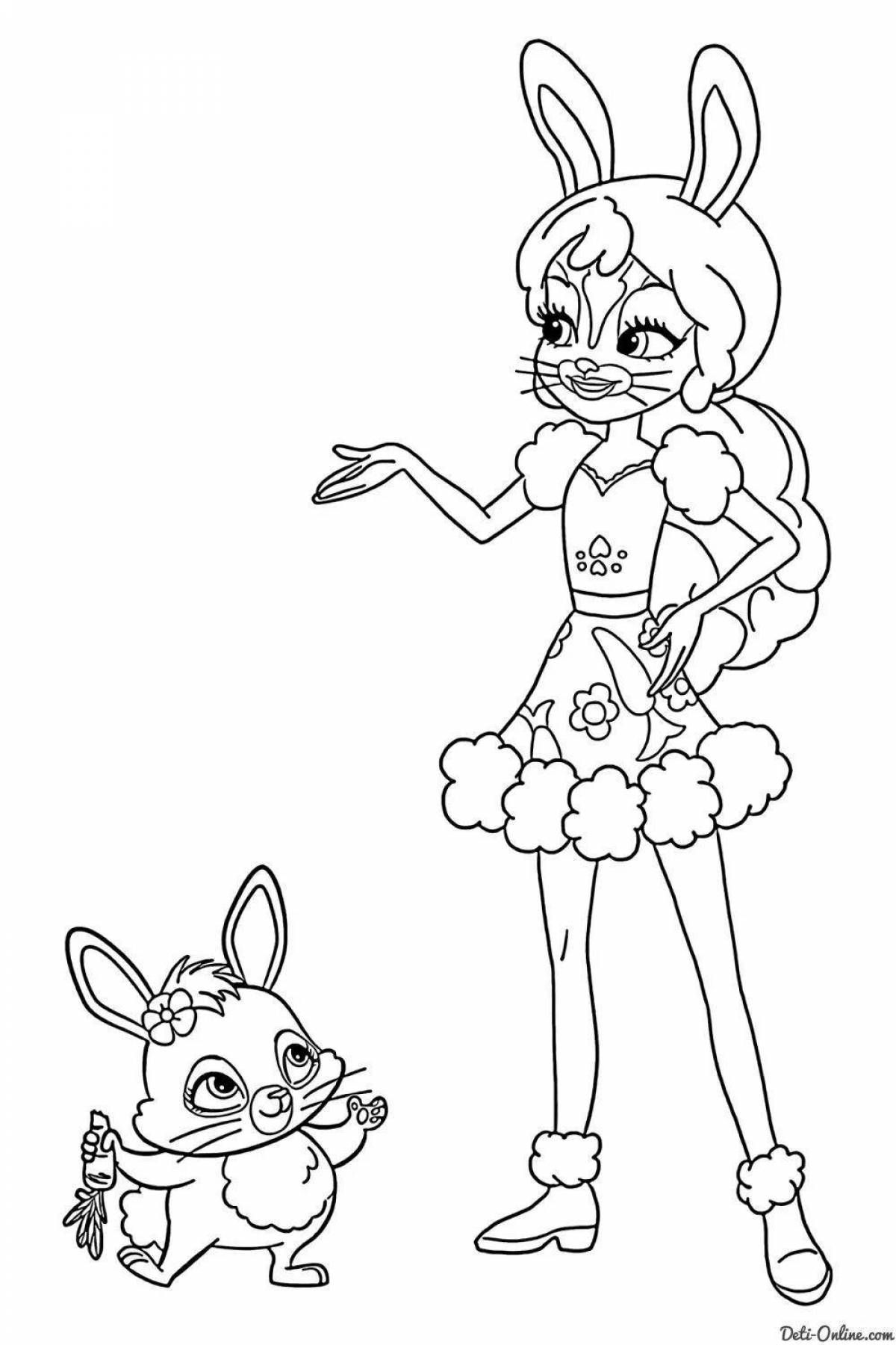 Adorable Bunny Girl Coloring Page