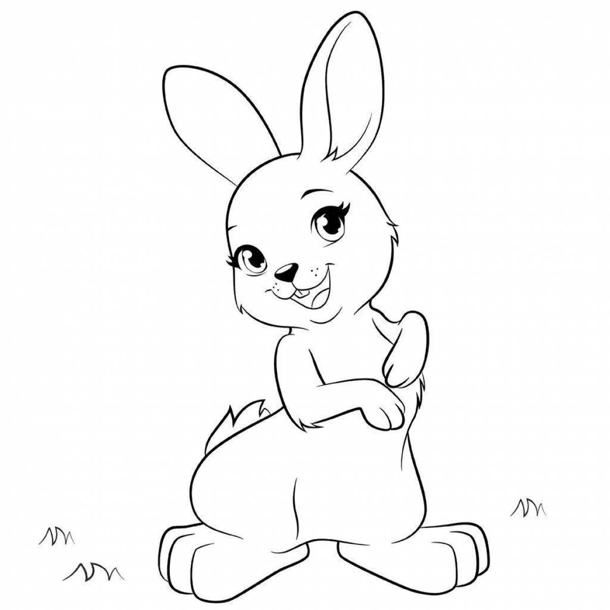 Веселая раскраска кролик девочка