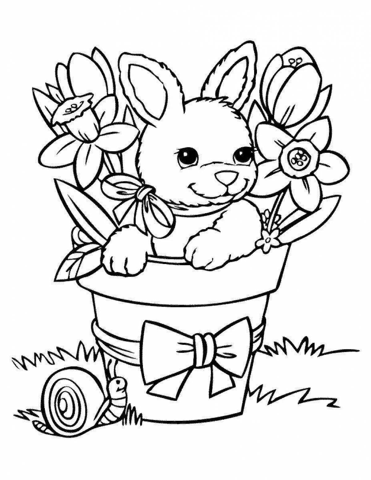 Blissful bunny girl coloring page