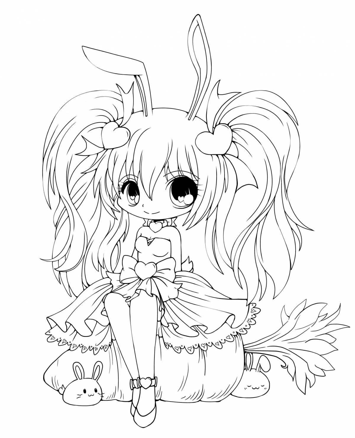 Radiant coloring page bunny girl