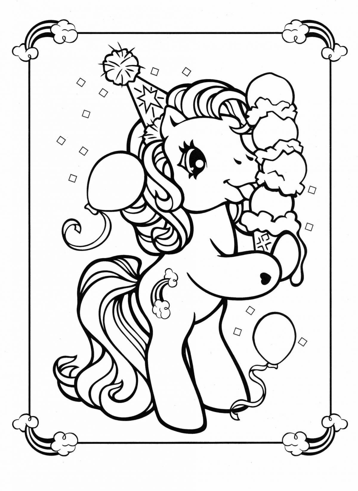 Radiant coloring page unicorn pony