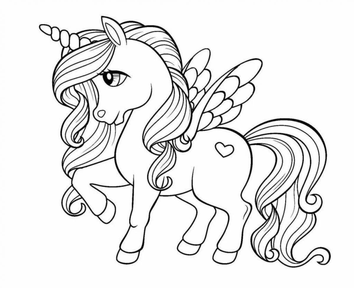 Serene coloring page unicorn pony